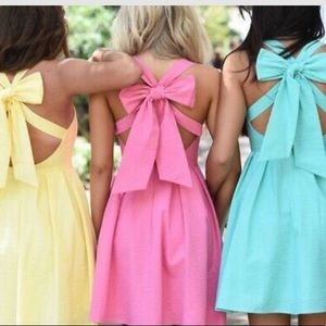 Lauren James seersucker bow-back dress